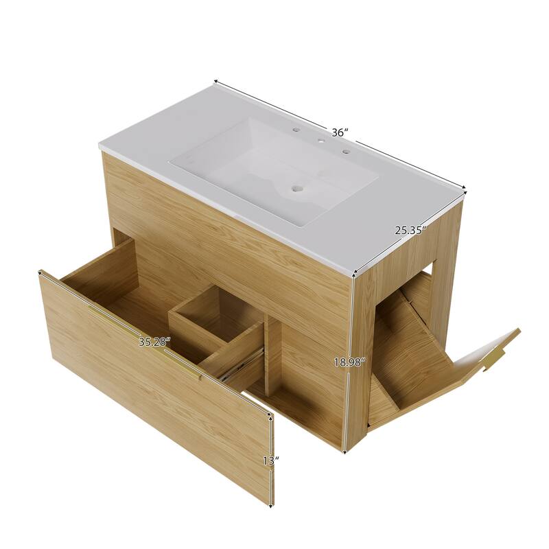 Stylish 36-Inch Bathroom Vanity with Sink and Hidden Side Cabinet for Modern Spaces
