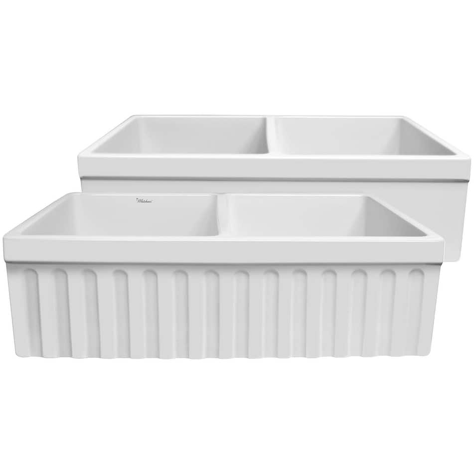 Whitehaus Quatro Alcove 33" Farmhouse Double Basin Fireclay Kitchen