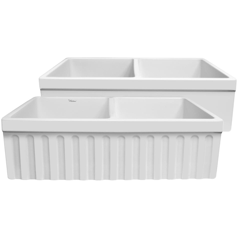 Whitehaus Quatro Alcove 33" Farmhouse Double Basin Fireclay Kitchen