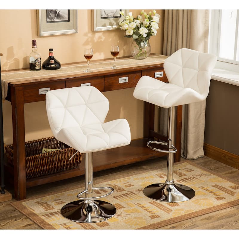 Roundhill Furniture Glasgow Height-adjustable Tufted Faux Leather Bar Stools (Set of 2)