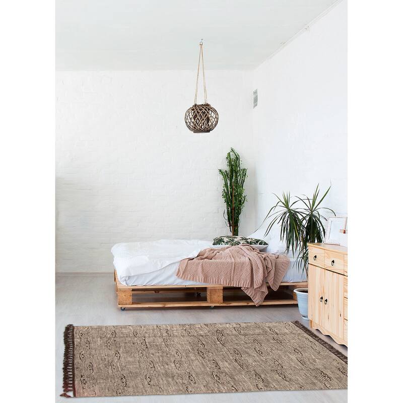 ECARPETGALLERY Hand-knotted Tangier Taupe Wool Rug - 5'0 x 7'10