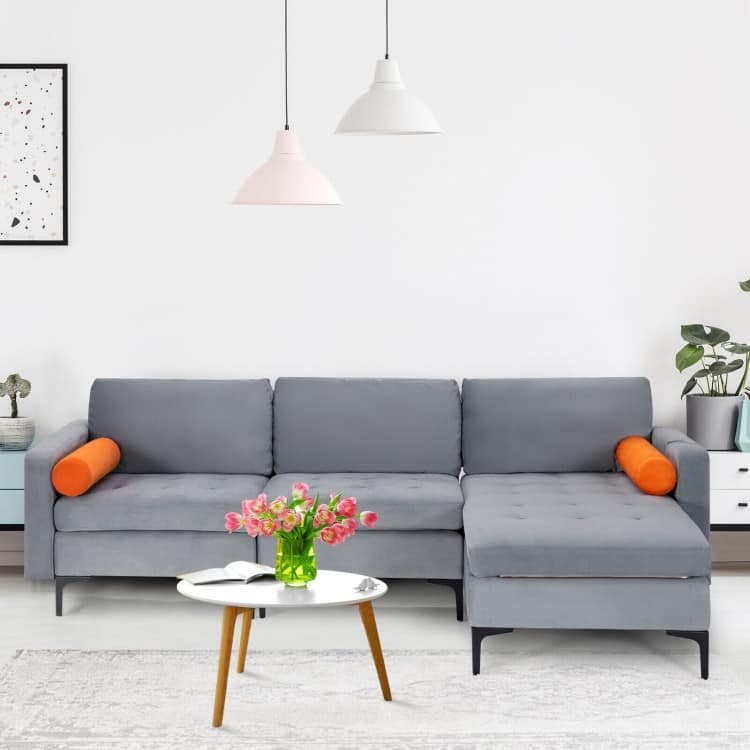 Modular L-shaped 3-Seat Sectional Sofa with Reversible Chaise and 2 USB Ports - 97" x 51" x 31.5" (L x W x H)