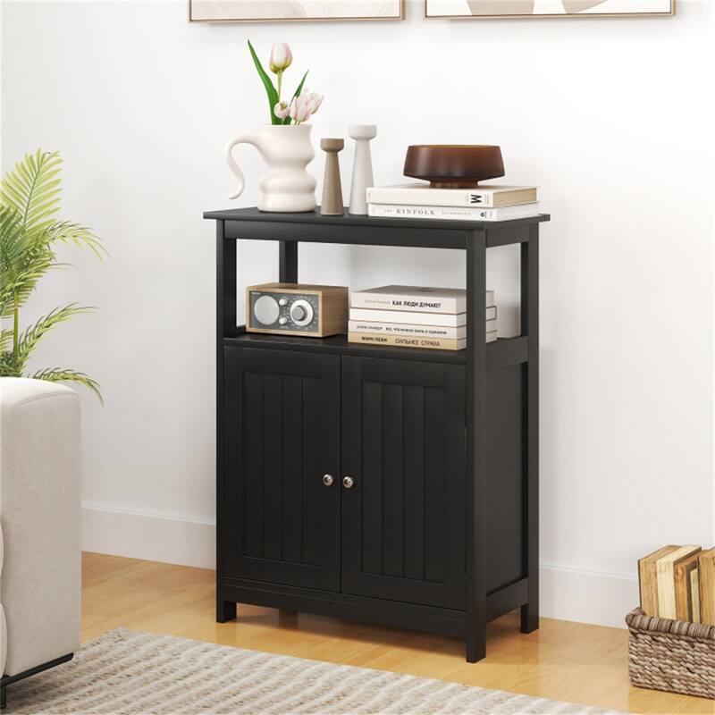 Modern Wooden Freestanding Floor Cabinet with Adjustable Storage Shelf for Bathroom or Living Room - 23.5" x 12" x 31.5"