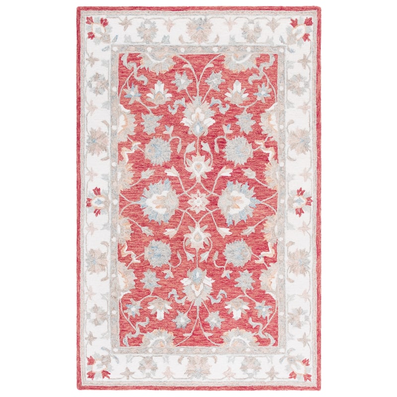 SAFAVIEH Handmade Heritage Sigþridur Traditional Wool Rug - 9' x 12' - Red/Ivory
