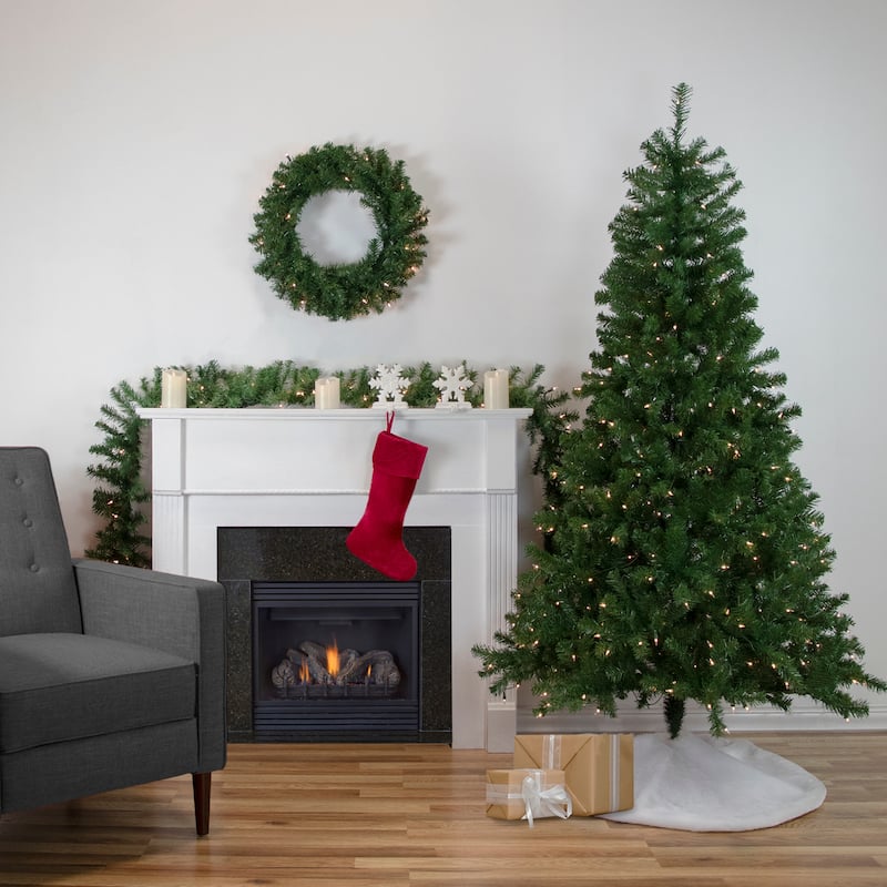 4-Piece Artificial Wolcott Spruce Christmas Tree Wreath and Garland Set Clear Lights - 6.5'