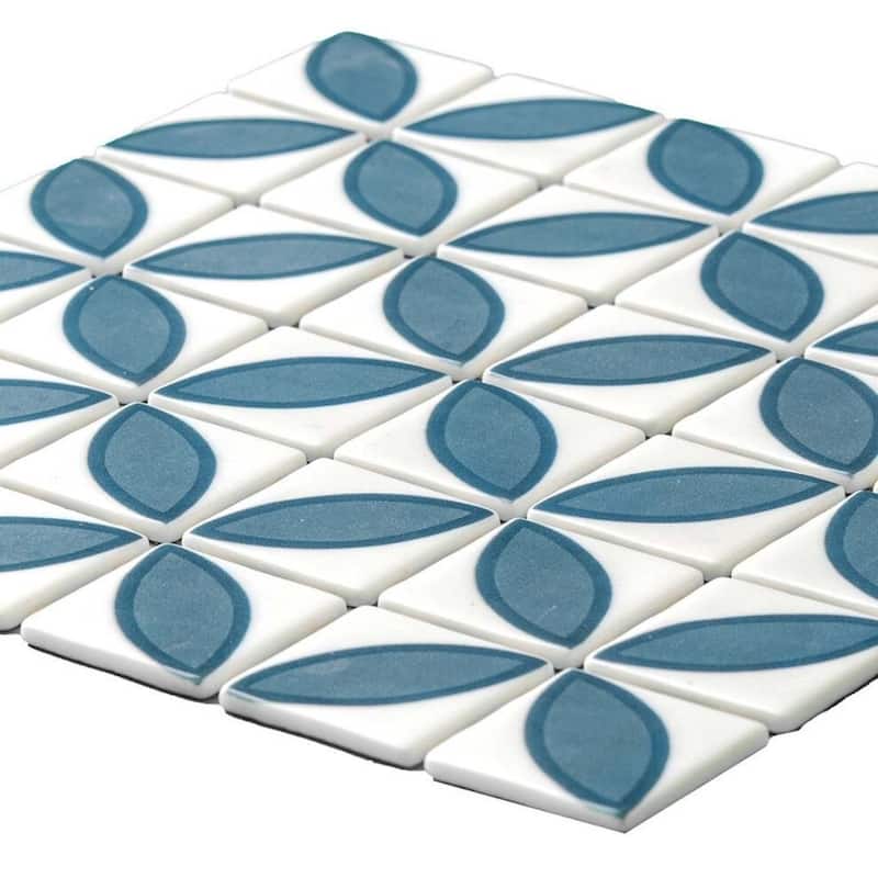 Eterna Lily 2x2 Matte & Shiny Glass Floral Mosaic Tile - Floor, Wall, Backsplash