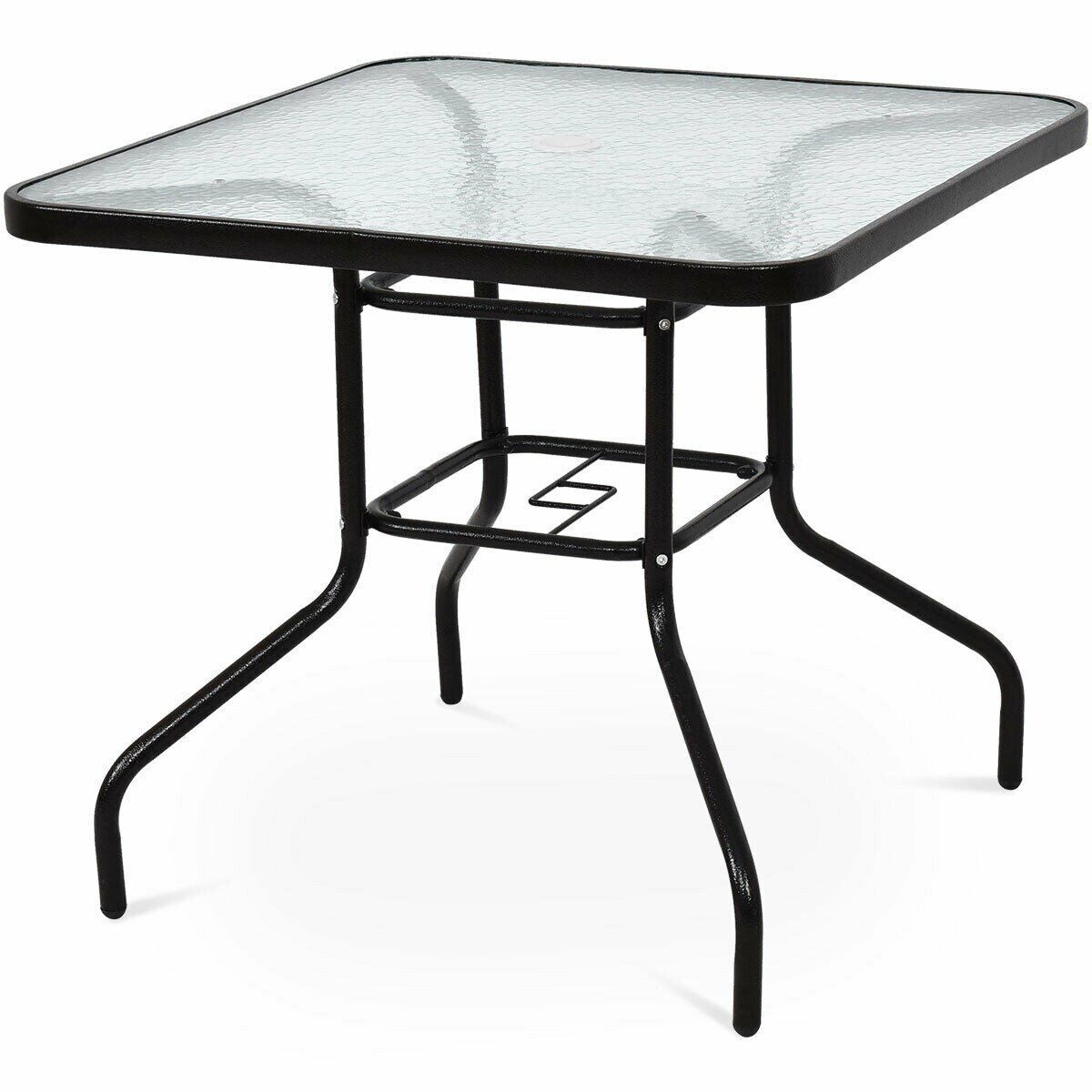 Costway 32 Patio Square Table Steel Frame Dining Table Patio Furniture Glass Top As Pic Overstock 16559717