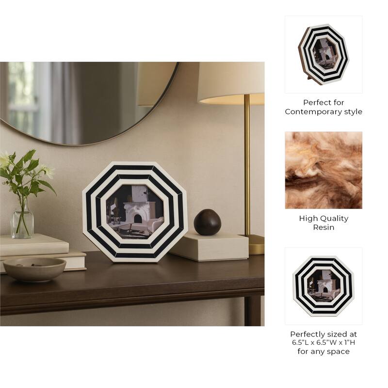 Resin Contemporary Octagon Photo Frame - Black