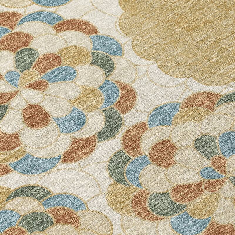 Machine Washable Indoor/ Outdoor Mosaic Cluster Chantille Rug