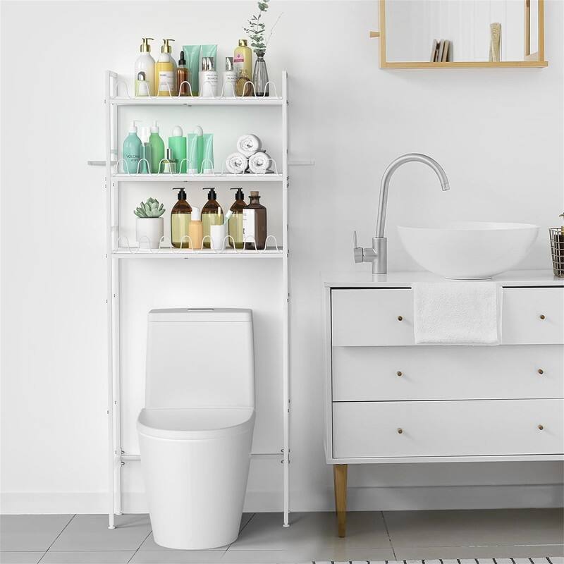 Over The Toilet Storage - 9.8"D x 23.6"W x 63"H - White