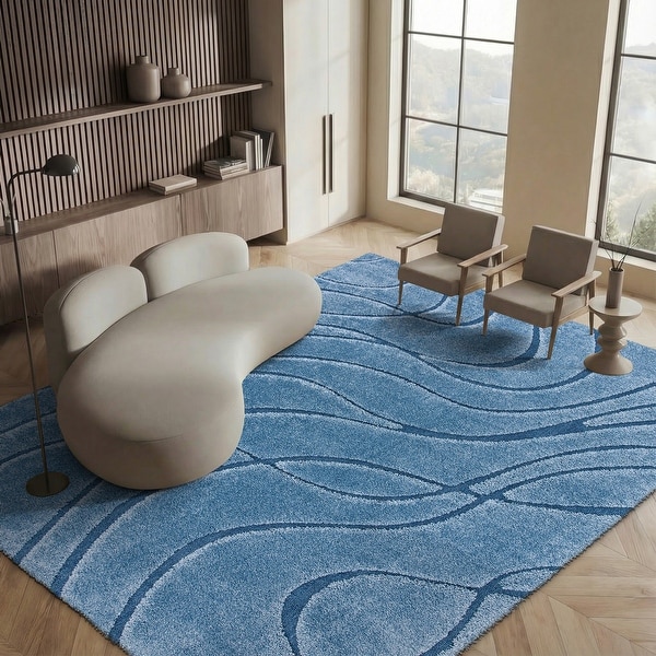 SAFAVIEH Florida Shag Sigtraud Abstract Waves 1.2-inch Thick Rug