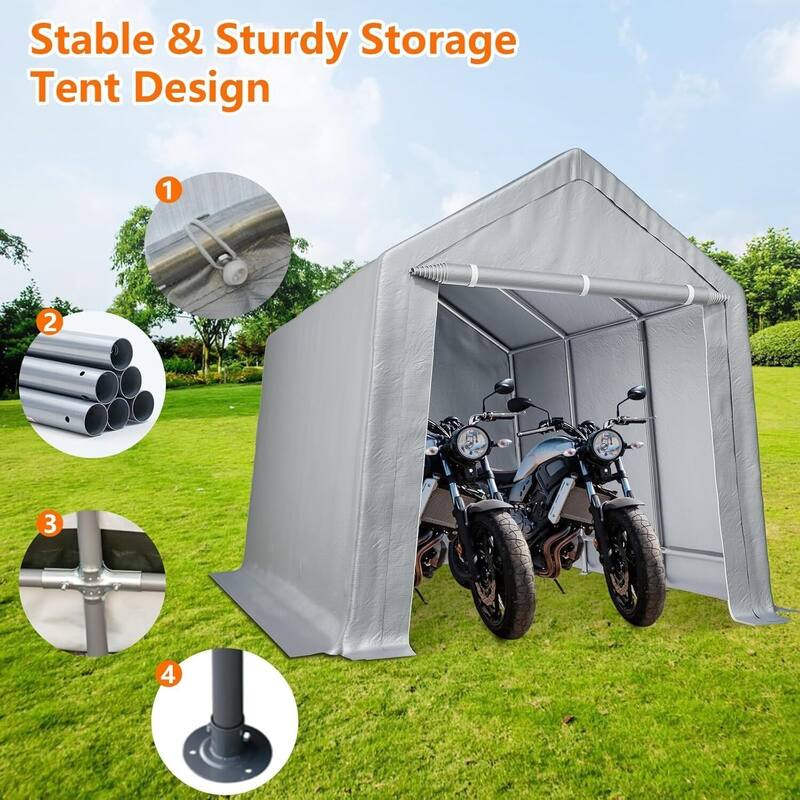 Heavy-Duty Carport Storage Shed for Motorcycles, Bicycles, and Garden Tools