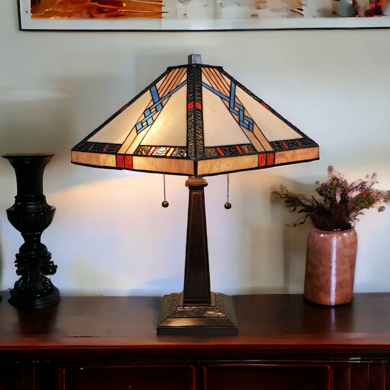 HomeRoots 22" Dark Brown Metal Two Light Candlestick Table Lamp With Off White Empire Shade - 21' X '22' X '11 - 21' X '22' X '11 - Off White