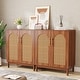 preview thumbnail 1 of 19, Set of 2 Rattan Sideboard, 59 Inch Buffet Cabinet with Doors, Accent Cabinet Light Brown