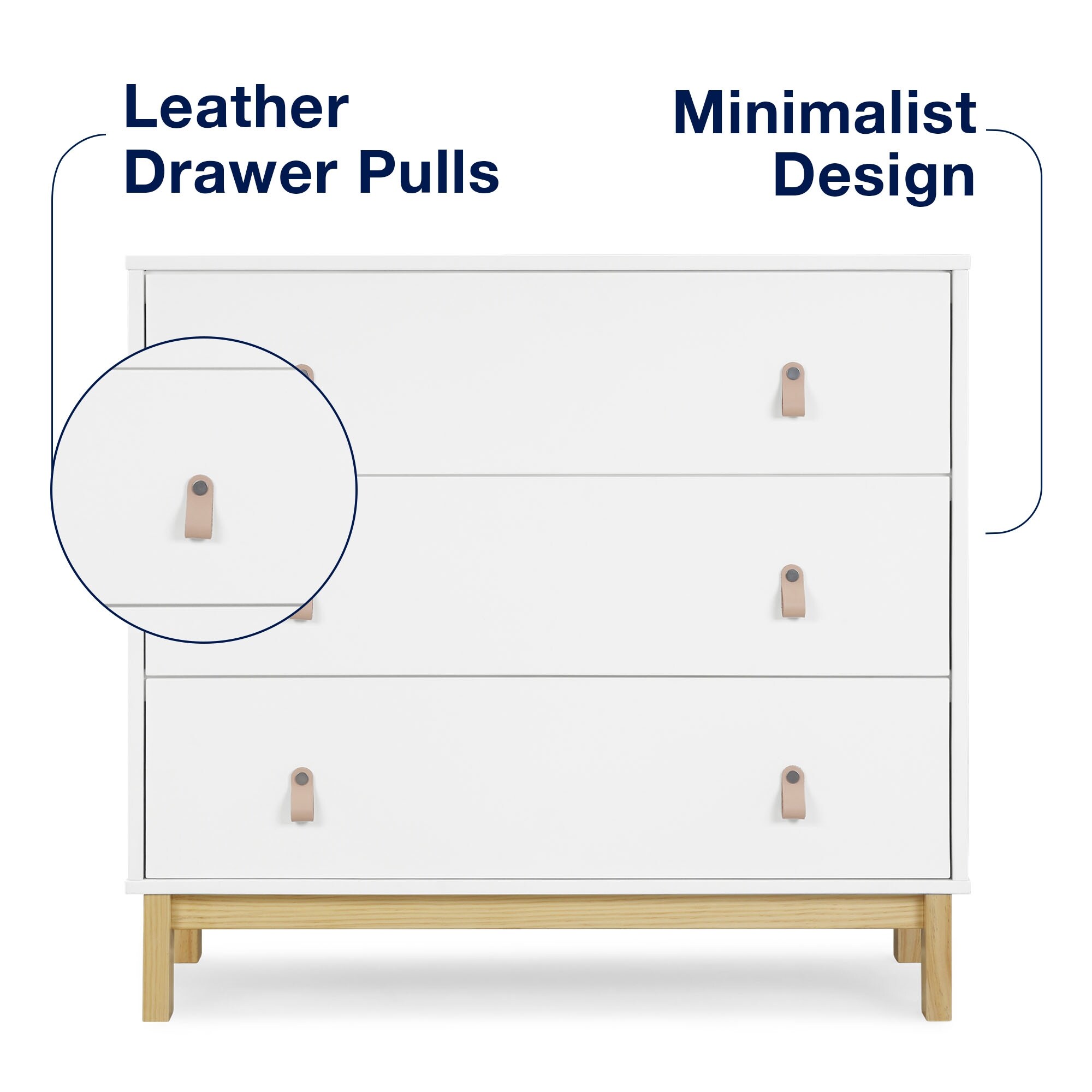 Legacy 3 Drawer Dresser with Leather Pulls - Overstock - 39831771