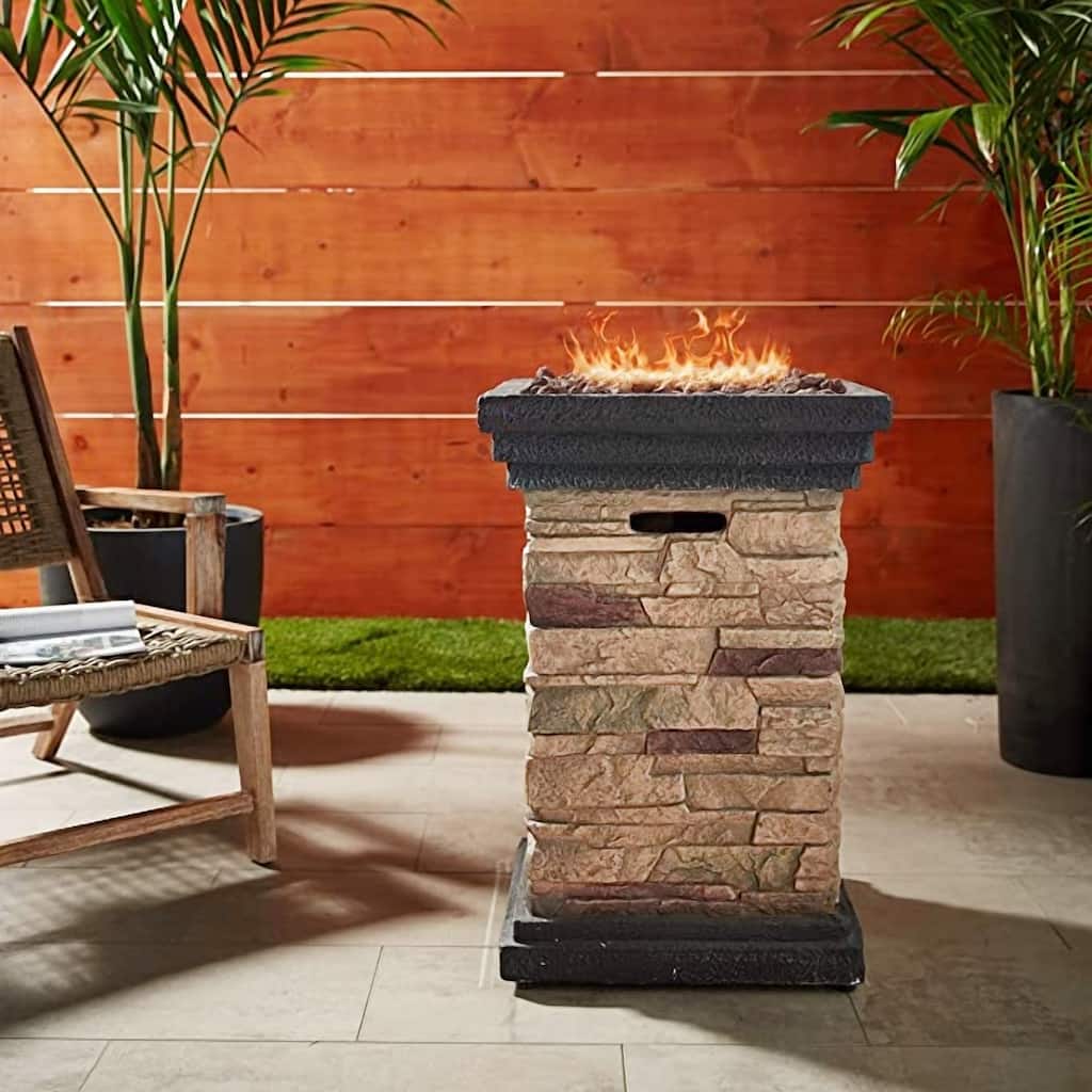 Kava Outdoor 19-inch Column Propane Fire Pit with Lava Rocks