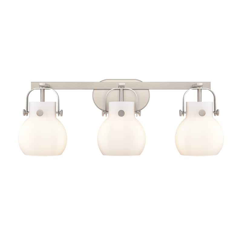 Innovations Lighting 423-3W-10-27 Pilaster II Sphere Vanity Pilaster - Satin Nickel / Matte White