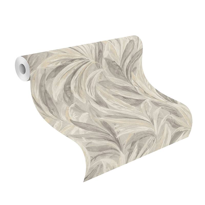 Rasch Rennie Grey Leaves Wallpaper
