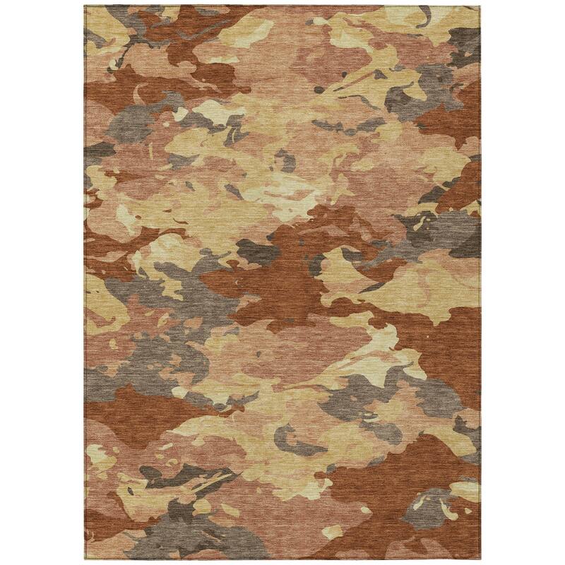 Machine Washable Indoor/ Outdoor Abstract Mexi Chantille Rug