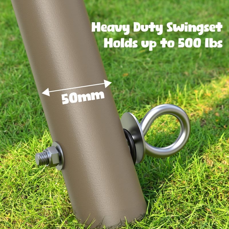 6.5 ft Tall Metal Swing set for Backyard With 50 Inch Saucer Swing for Kids and Adults