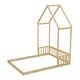 preview thumbnail 10 of 28, Full Size Pine Wood Roof-framed Headboard Floor Bed