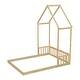 preview thumbnail 7 of 7, Natural Full Floor House Bed wRoof Framed Headboard and Guardrails