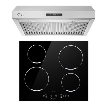 2 Piece Kitchen Appliances Packages Including 24" Induction Cooktop and 30" Under Cabinet Range Hood