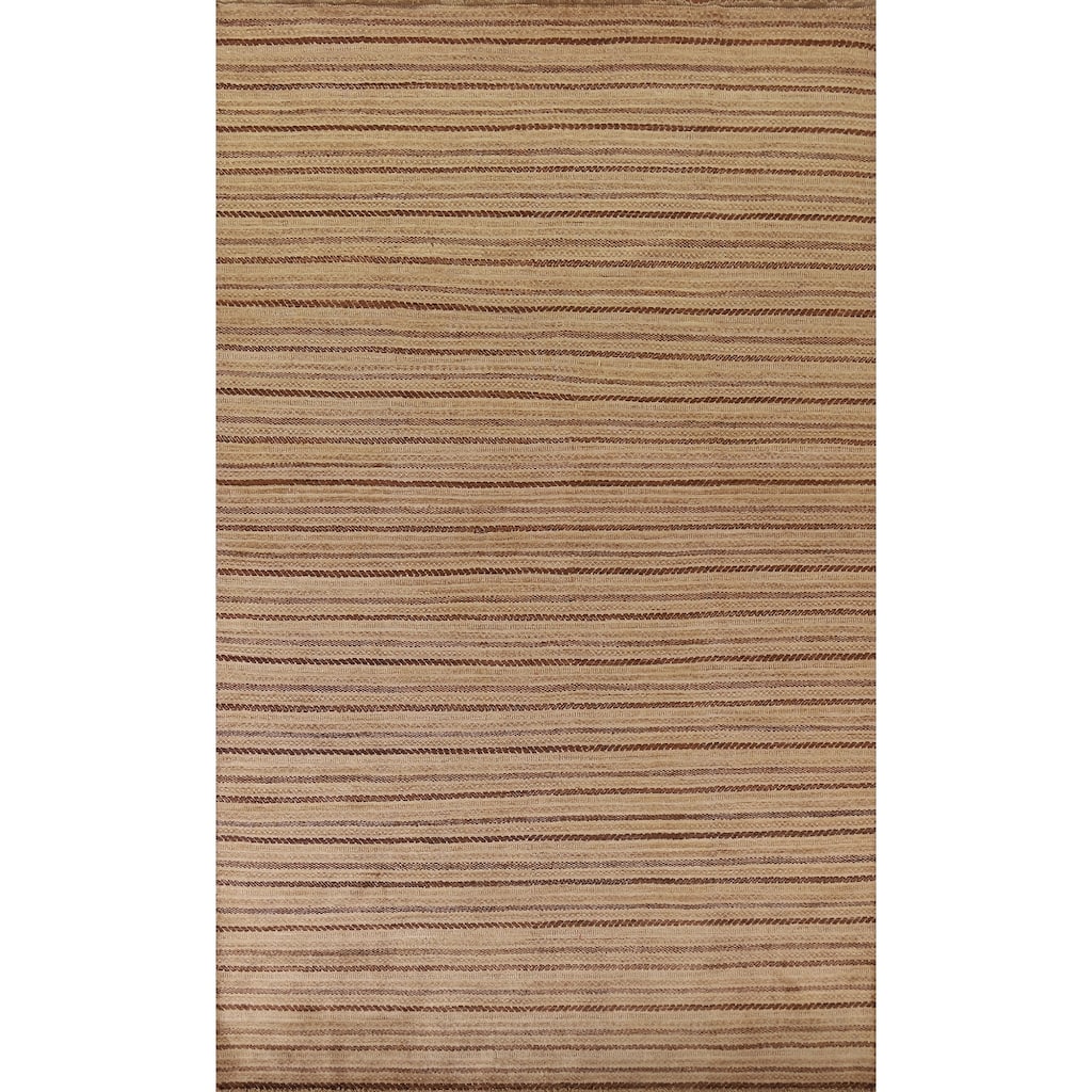 Striped Gabbeh Kashkoli Modern Wool Area Rug Hand-knotted Carpet - 6'7" x 10'0"