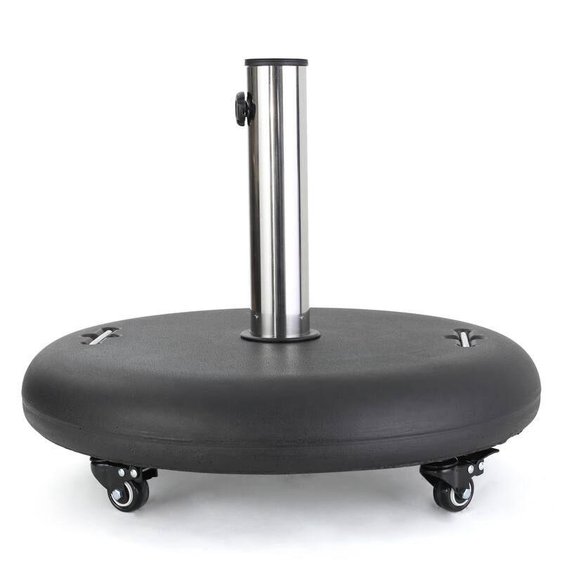 Hayward Outdoor 80-pound Round Black Stainless Steel Umbrella Base Holder with Wheels by Christopher Knight Home