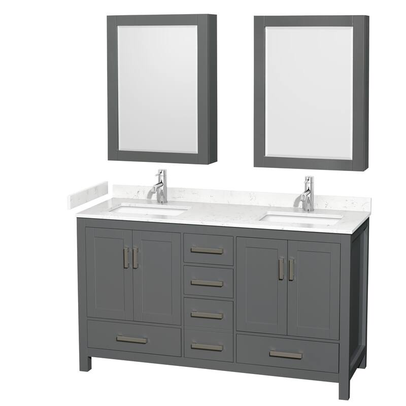 Sheffield Double Bathroom Vanity Set, Cultured Top, Medicine Cabinets