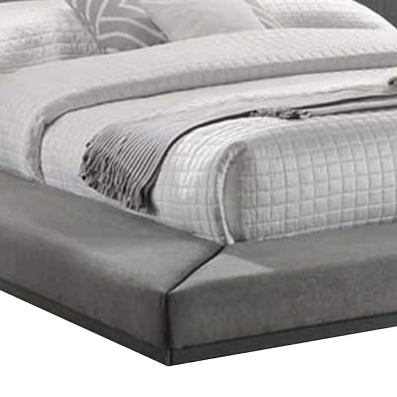 Noe Ruby Queen Bed with Built in Nightstands, Low Height, Gray Upholstery