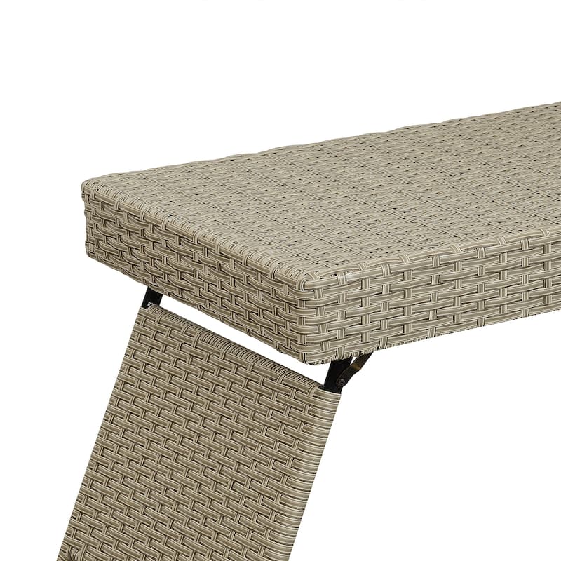 Outdoor Transitional Grey Wicker Adjustable Folding Table - 23.5" L x 16" W x 16" H