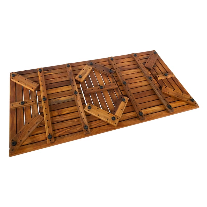 Nordic Style Teak Oiled Double Framed Shower/Bath Mat 39" x 19"