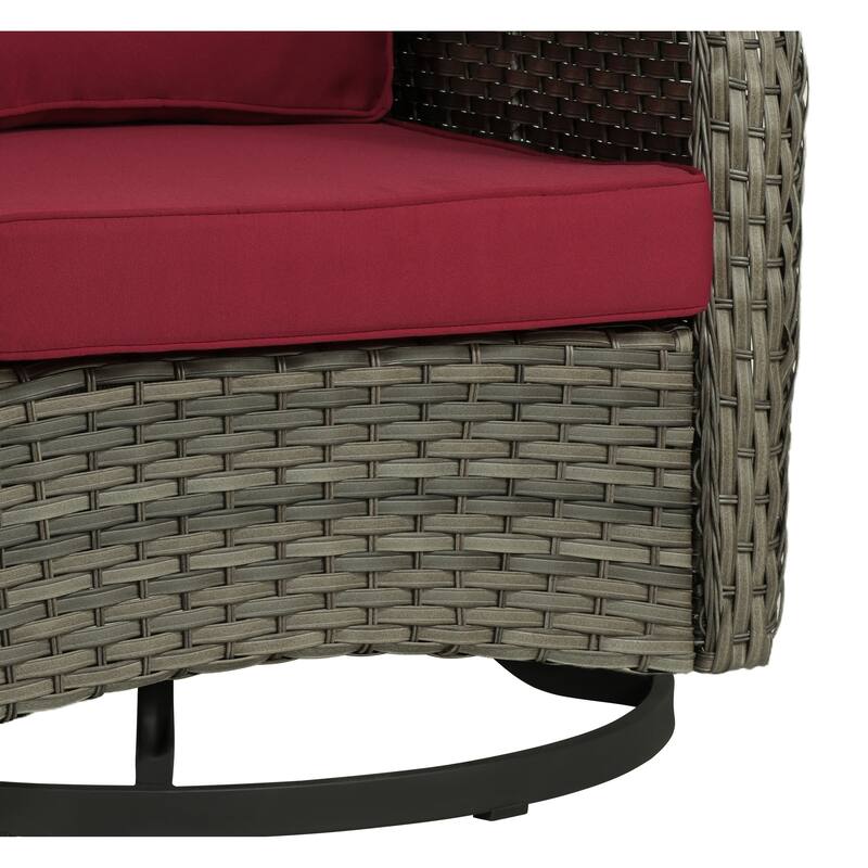 Outdoor Rattan Wicker Swivel Lounge Chair Cushioned Patio Rocker
