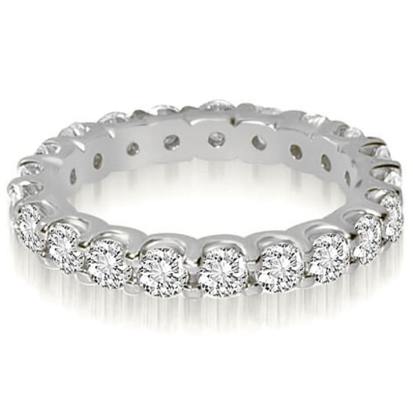 14K White Gold 1.40 cttw. Round Cut Shared Prong Diamond Eternity Wedding Ring HI,SI1-2