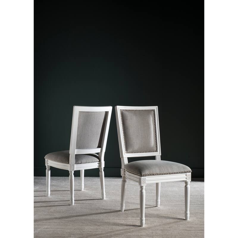SAFAVIEH Sharen Rectangular Dining Chair (Set of 2). - 20"W x 24"D x 38"H - Light Grey/Cream