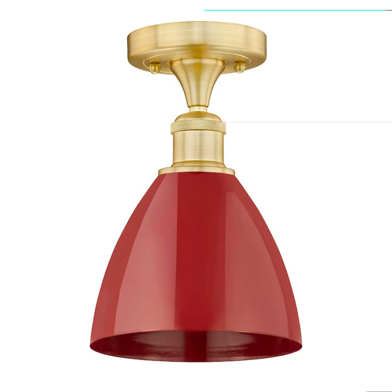 Innovations Lighting Edison Plymouth Dome - 1 Light 8" Semi-Flush Mount - Satin Gold/Red