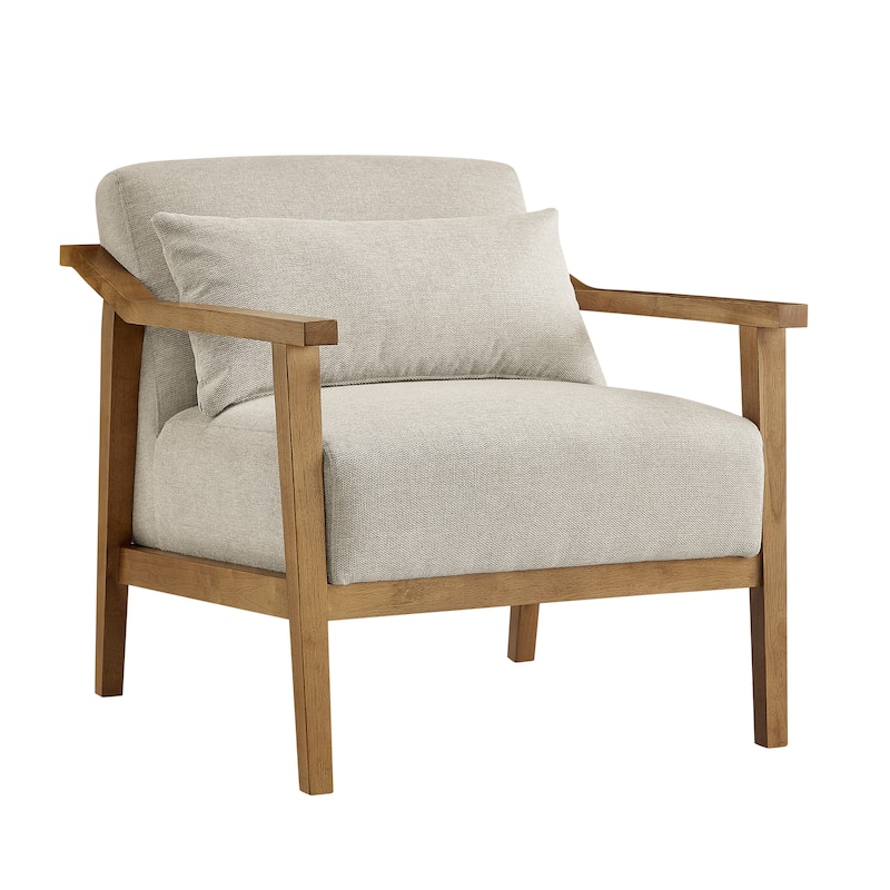 Rhyl Wood Arm Accent Chair with Lumbar Accent Pillow by Greyson Living - Sea Oat