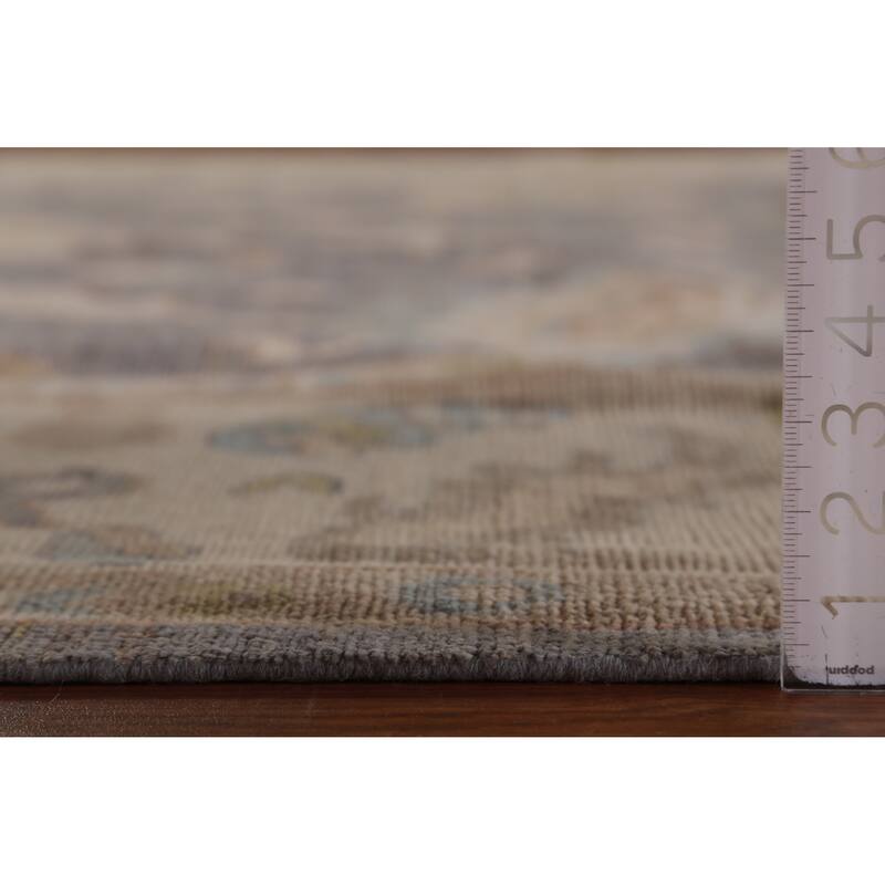Hand Knotted Oriental 100% Wool Carpet Transitional All-Over Greys & Charcoal Oushak Area Rug - 9' 5'' X 8' 2''
