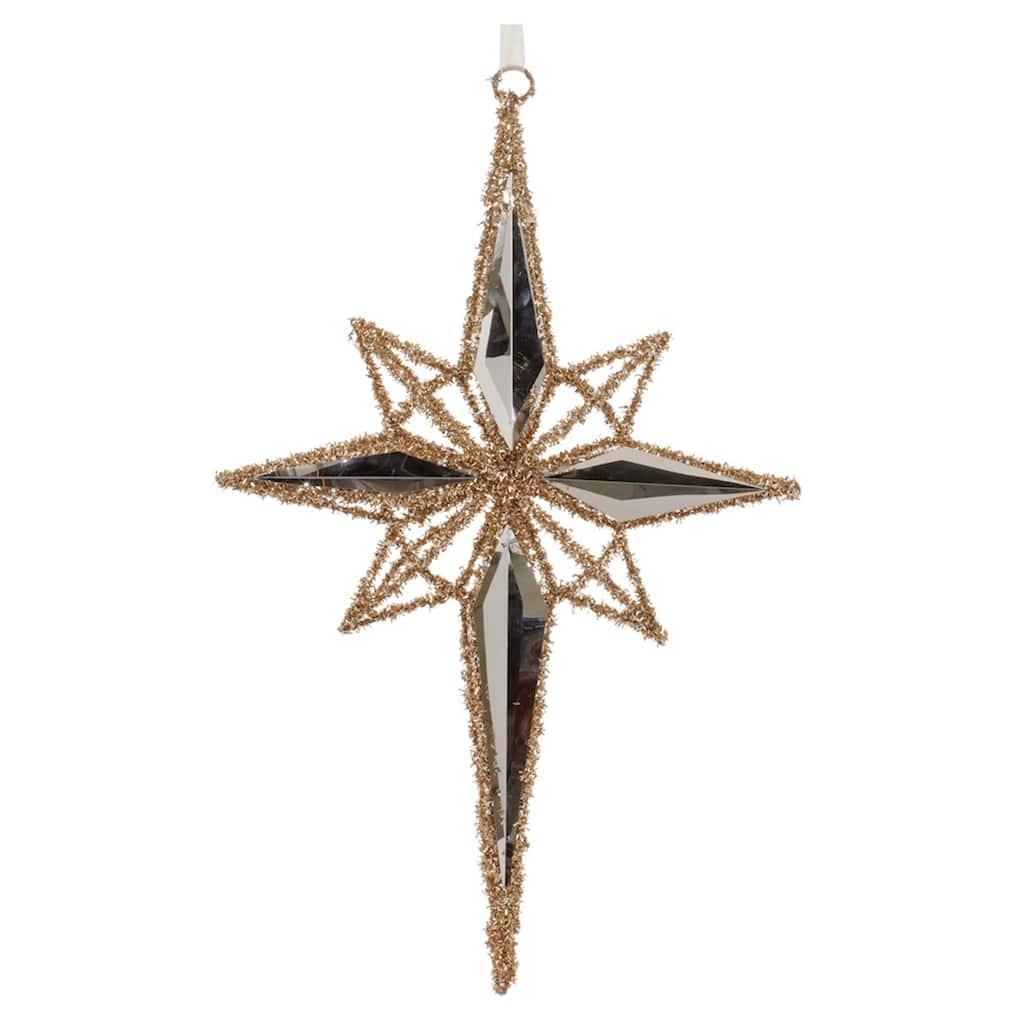 Tinsel Star Christmas Ornament - 6.25" - Gold