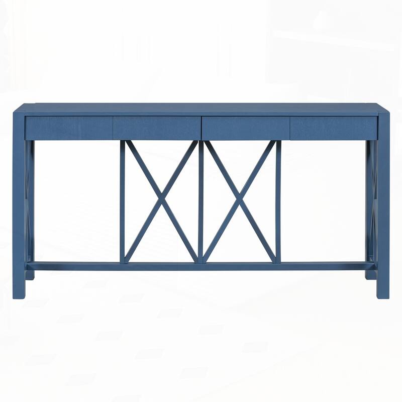 Crisscross Design Entryway Table with Open Bottom Storage