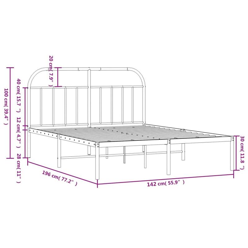 vidaXL 12 Inches Metal Bed Frame No Mattress