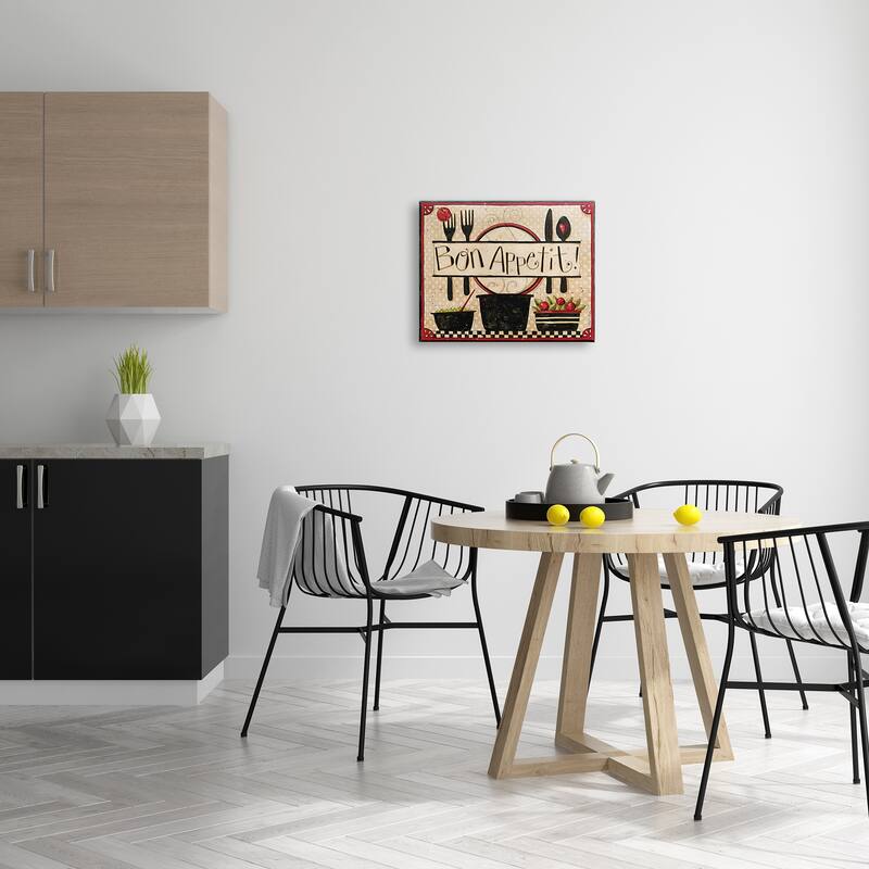 Stupell Bon Appetit Phrase Vintage Kitchen Cooking Charm Canvas Wall Art