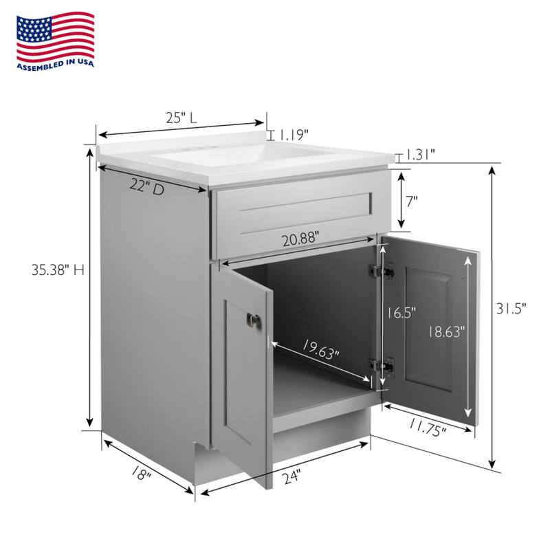 Design House 215525 Brookings 24" Free Standing Single Basin Vanity