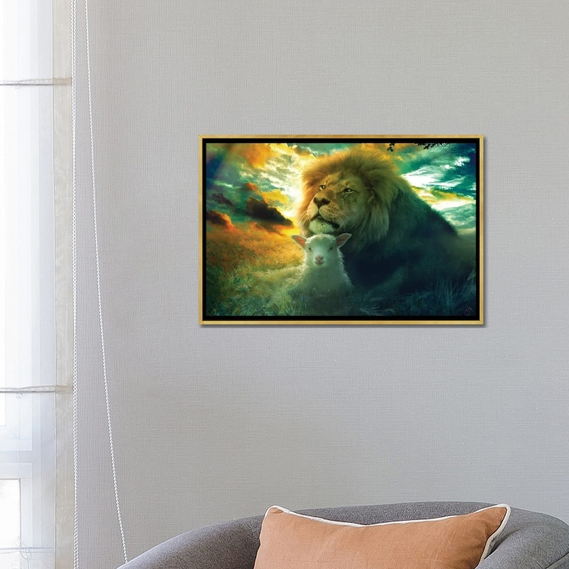 iCanvas "Lion And Lamb Truth And Humility" by Claudia McKinney Framed Canvas Print