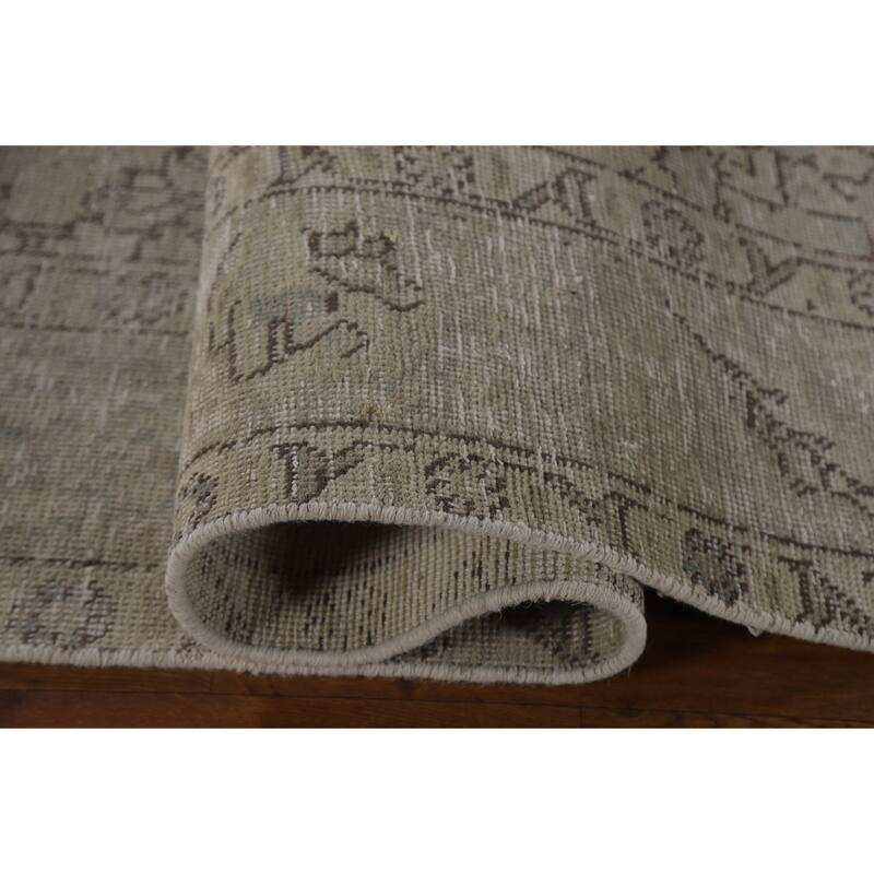 Distressed Beige Tabriz Persian Vintage Rug Handmade Wool Carpet - 6'6"x 9'7"