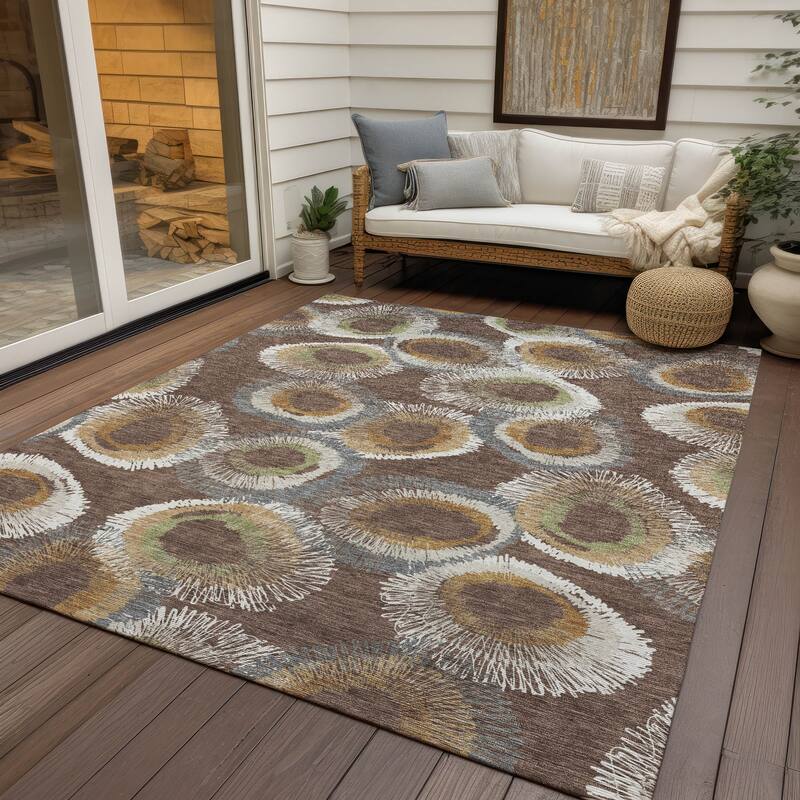 Machine Washable Indoor/ Outdoor Modern Spikey Chantille Rug