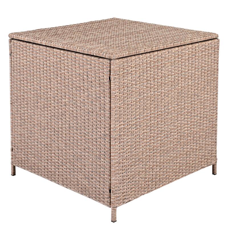 Outdoor 6-Piece Rattan Modular Sectional Sofa Set with Storage & Dining Table