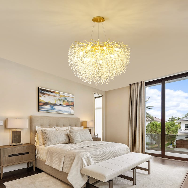 Modern High-End Romantic Golden Branch-Shaped Ceiling Lamp Suitable For Dining Room And Living Room