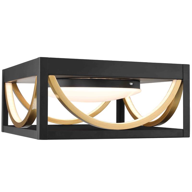 Modern 1-Light Matte Black LED Flush Mount Ceiling Light - 5.5'' H X 11.8'' W X 11.8'' D